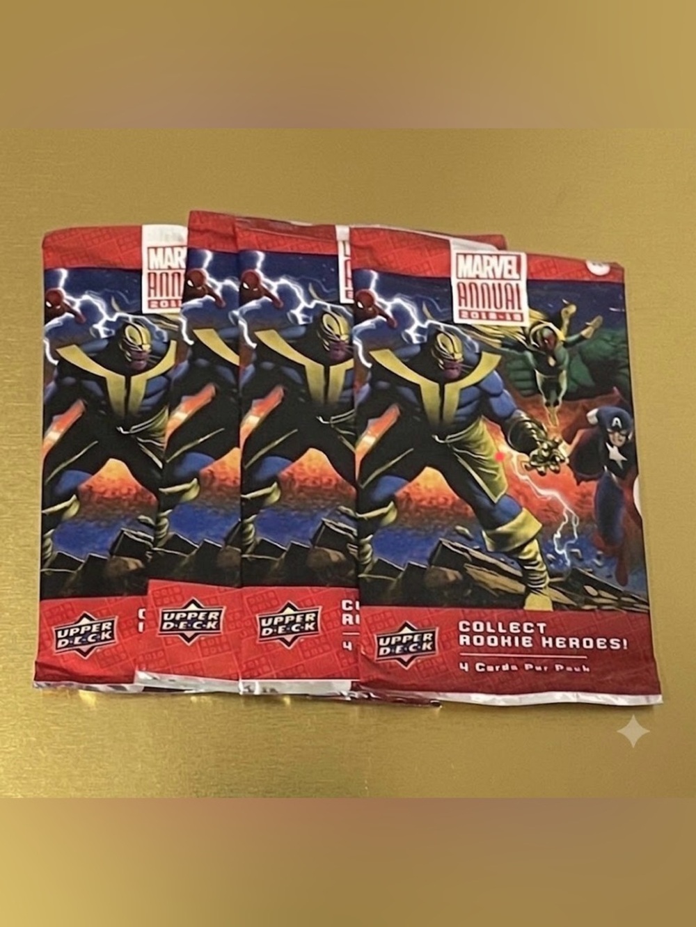 🌸 New Unopened Factory Sealed Marvel 4 Packs of Cards, 4 Cards Per Pack